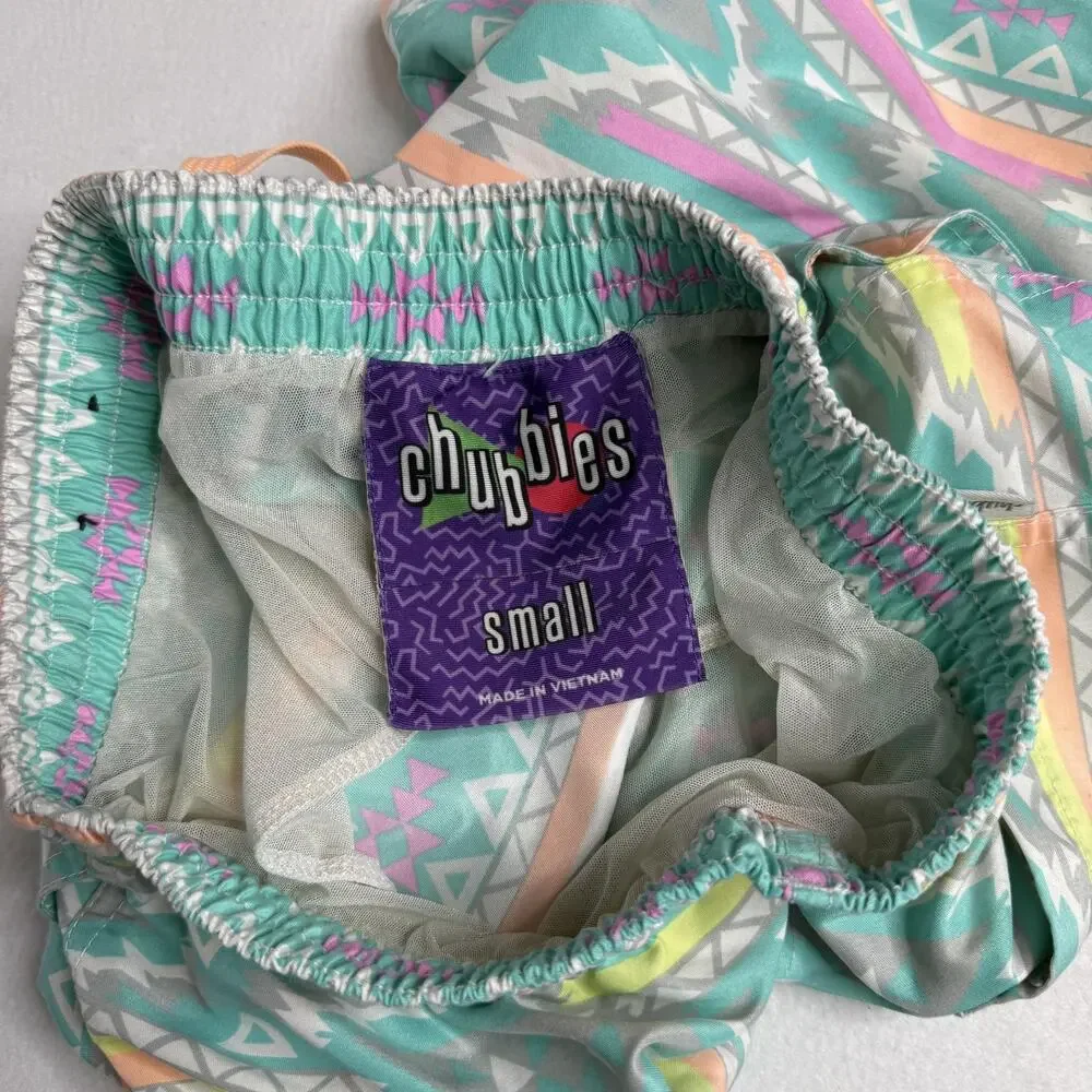 Chubbies Shorts Mens Small Multicolor Aztec Swim Trunks Lined Beach